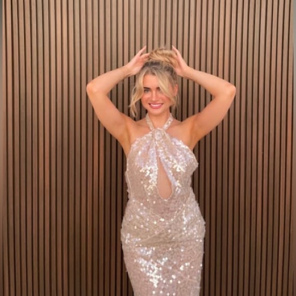 For Love & Lemons SYDNEY SEQUIN MAXI DRESS Size Medium NWT - Picture 7 of 9